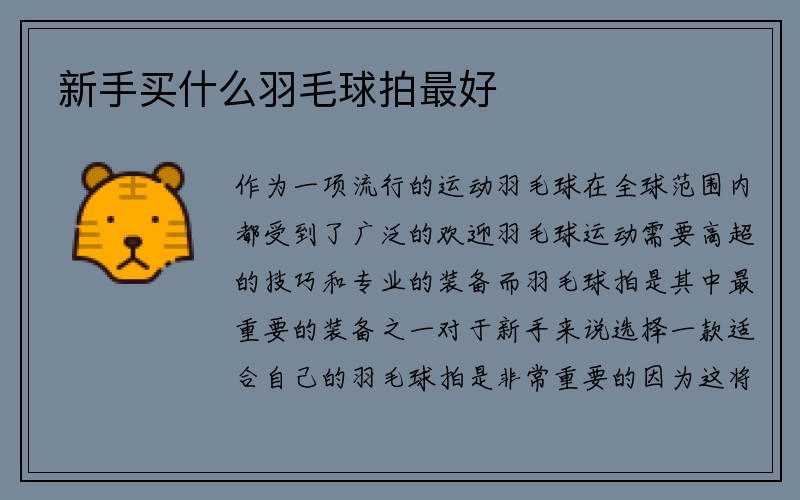 新手买什么羽毛球拍最好